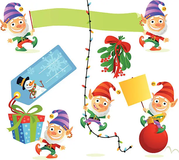 Vector illustration of Happy Christmas ELF