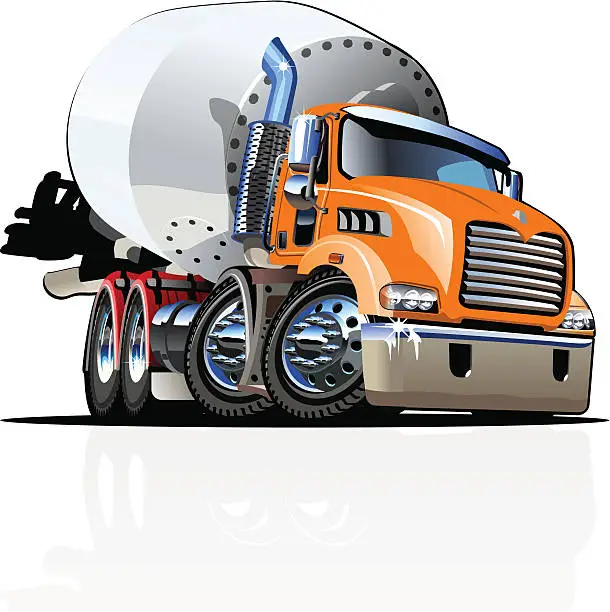 Vector illustration of Cartoon Concrete Mixer Truck