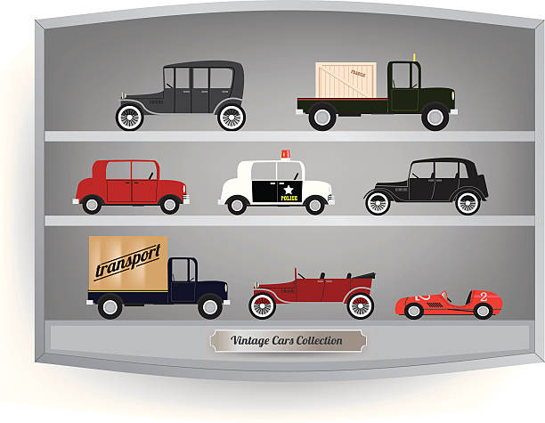 ilustrações, clipart, desenhos animados e ícones de coleção de automóveis antigos - pick up truck truck toy figurine