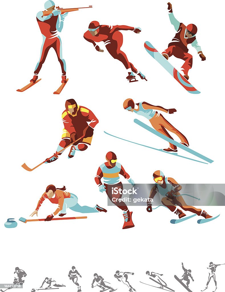 Esportes de inverno - Vetor de Esqui - Esqui e snowboard royalty-free