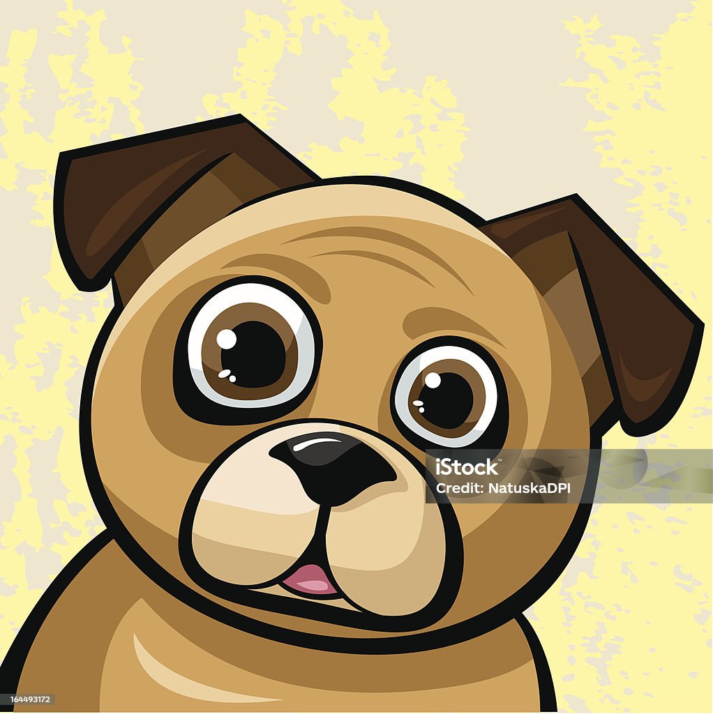 Funny brown pug-gog Funny brown pug-gog on a yellow background Animal stock vector