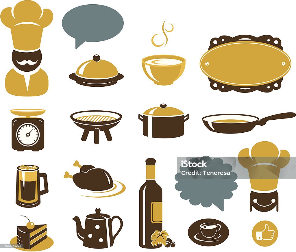 Ícones de restaurante e cozinha - Vetor de Balão - Símbolo Ortográfico royalty-free