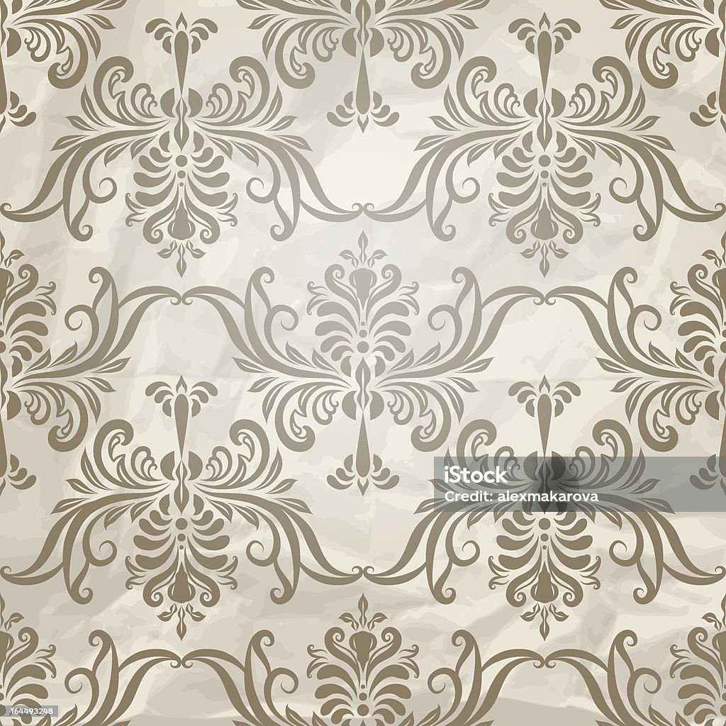 Vector  Vintage Wallpaper Pattern "vector seamless vintage wallpaper pattern on crumpled paper texture, fully editable eps 10 with transparency effects, file with clipping mask and pattern in swatch menu" Backgrounds stock vector