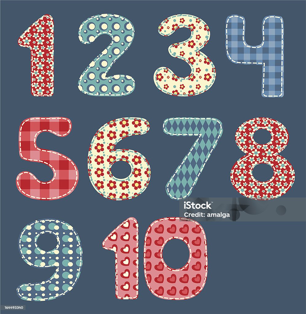 Patchwork Numbers 90 Numbers Patchwork Set Stock Illustration - Download Image Now ...