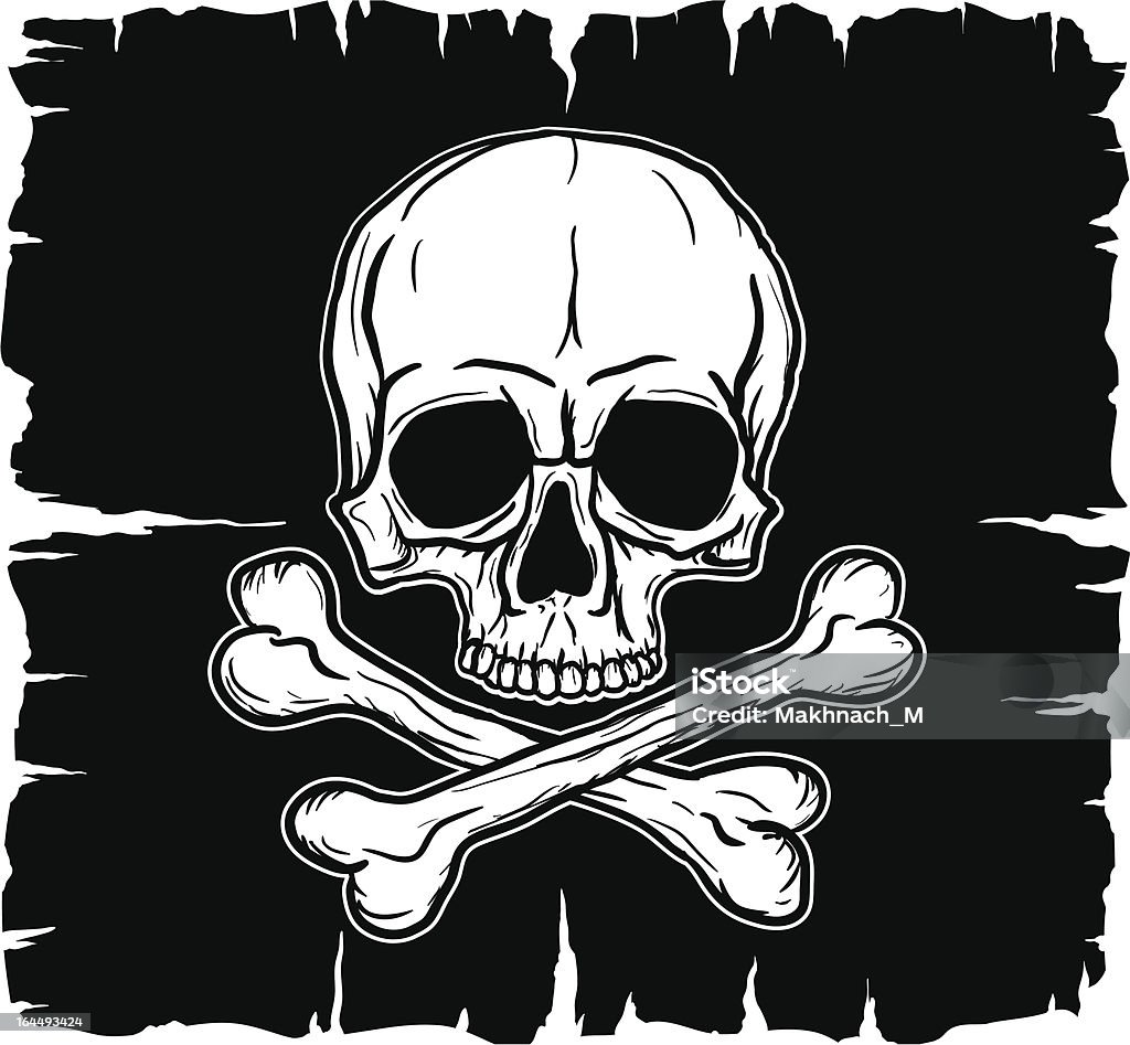 Skull and Crossbones over black flag Skull and Crossbones over black flag. Cartoon stock vector