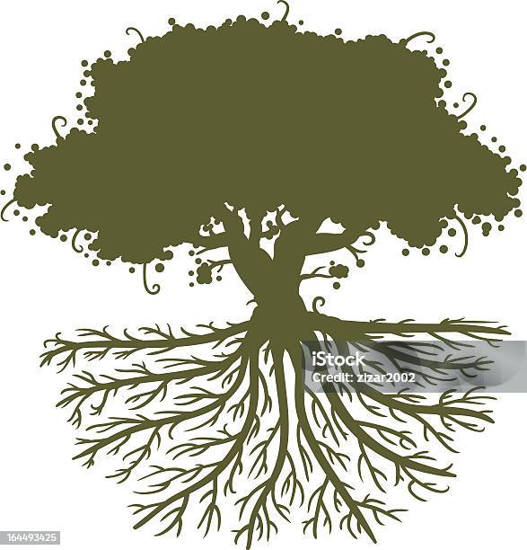 Tree Roots Silhouette Stock Illustration - Download Image Now - Root, Deep, Oak Tree