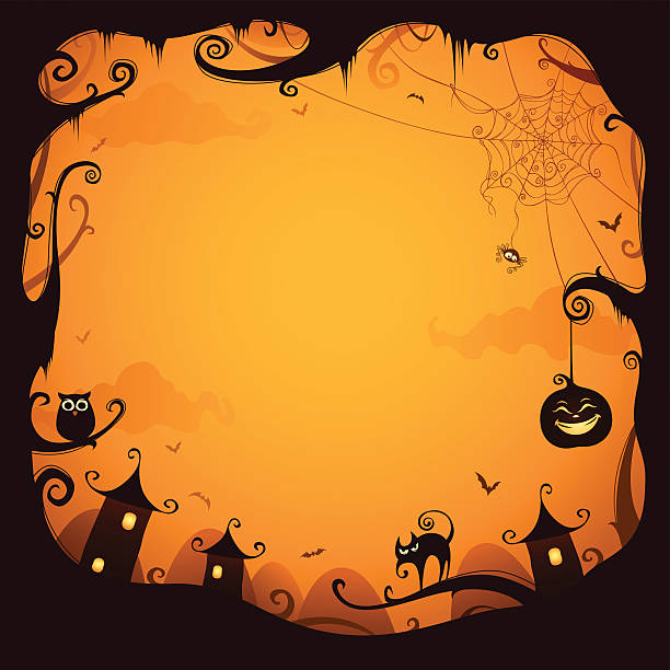 ilustraciones, imágenes clip art, dibujos animados e iconos de stock de halloween frontera de diseño - halloween background