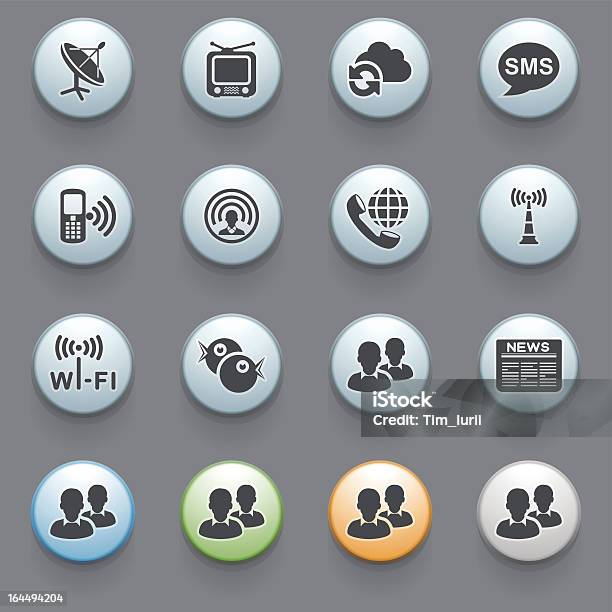 Communication Icons Mit Farbe Buttons Auf Grauem Hintergrund Set 1 Stock Vektor Art und mehr Bilder von Blau