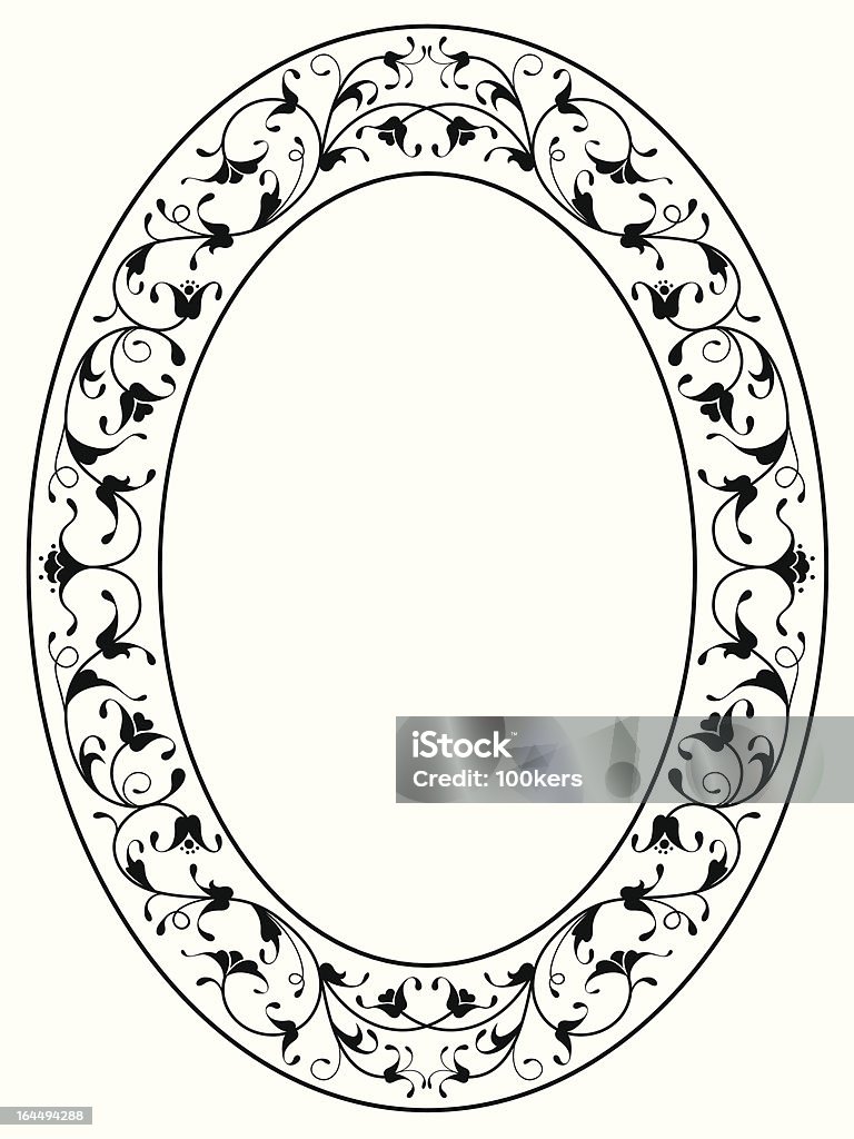 Ovale nera ornamentali floreali orientali montatura - arte vettoriale royalty-free di Incorniciatura