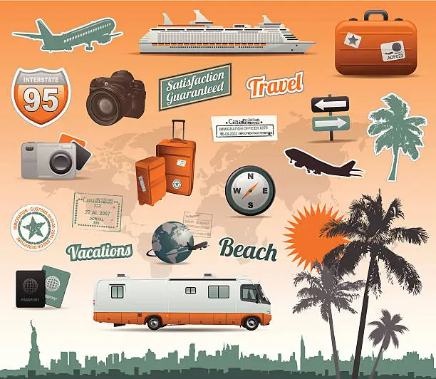 Vector illustration of Travel elements