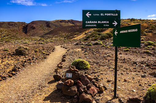 Trek through Las Canadas National park, Pico del Teide, Tenerife. High quality photo