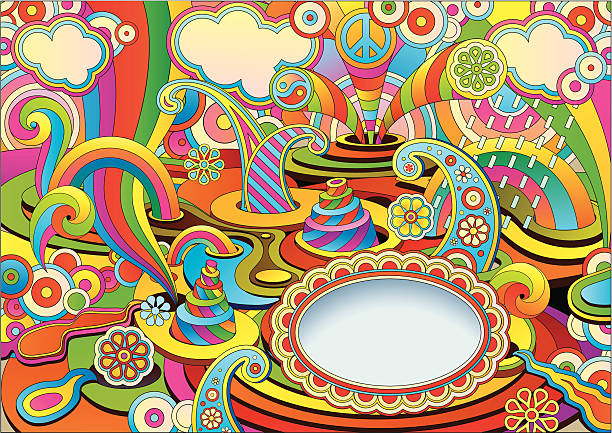 psychedelic background in a retro style psychedelic background in a retro style psychedelic art stock illustrations