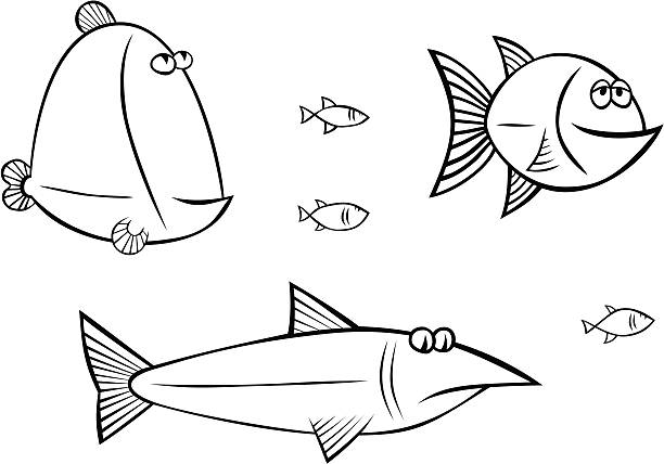 fishes in the sea vector art illustration