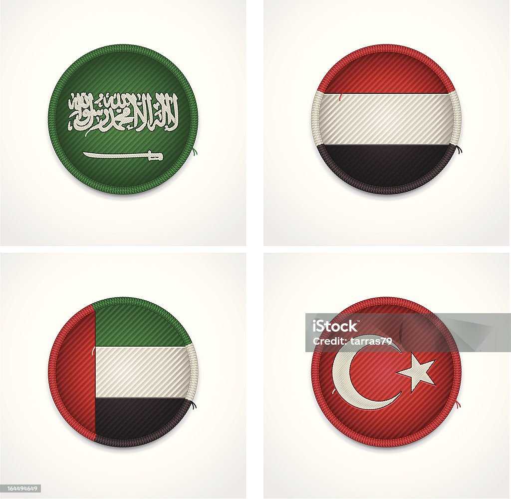 Drapeaux des pays comme les badges tissu - clipart vectoriel de Arabie libre de droits