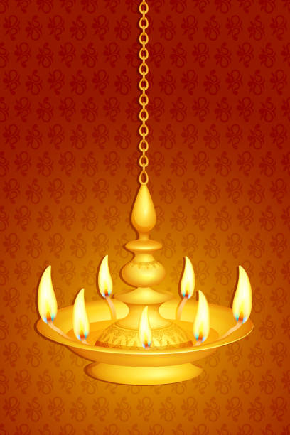 Golden Diya for Festival vector illustration of golden diya for Diwali festival diya oil lamp stock illustrations