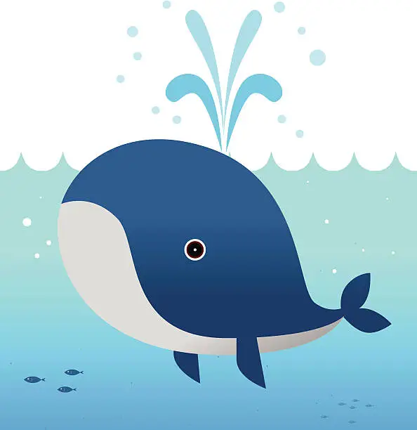 Vector illustration of The whale is blowing