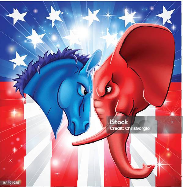 American Politica Concetto - Immagini vettoriali stock e altre immagini di Elefante - Elefante, Partito Repubblicano degli USA, A forma di stella