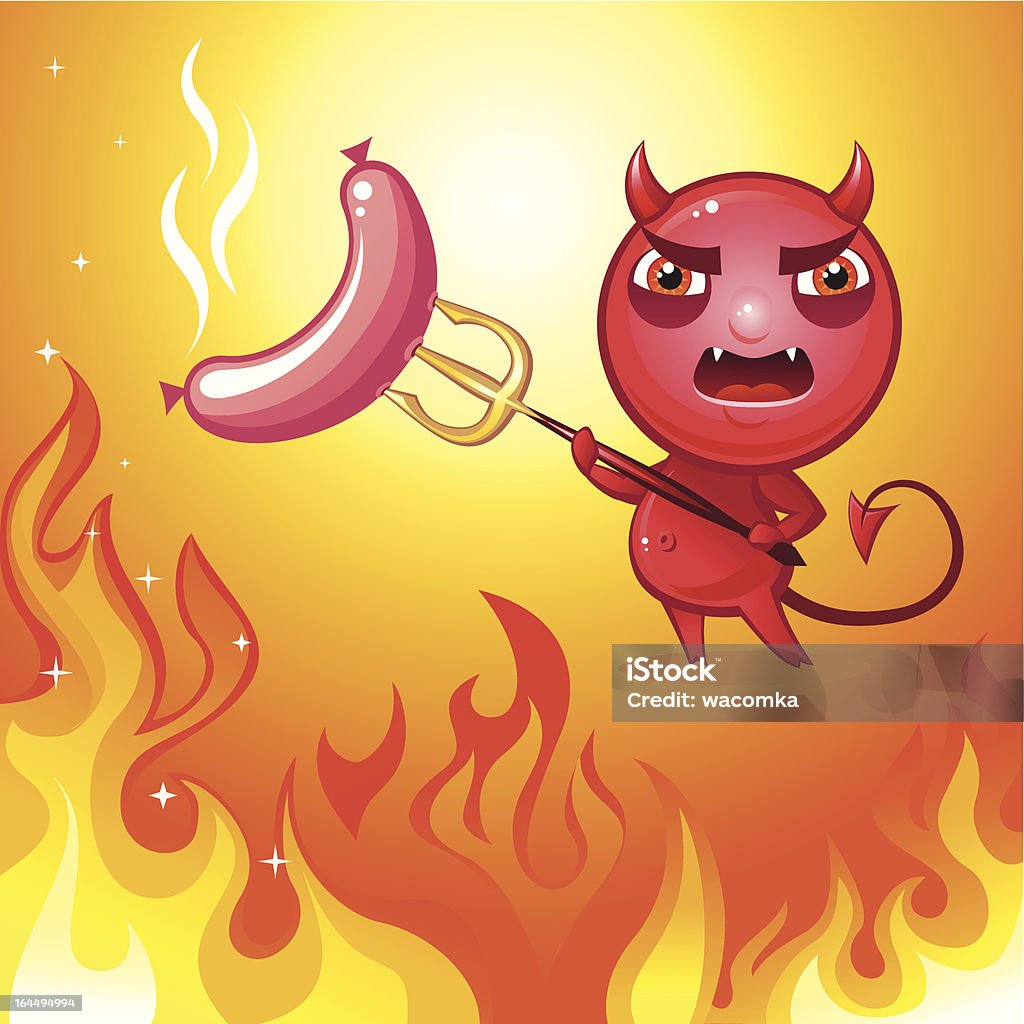devil grill kiełbasa - Grafika wektorowa royalty-free (Barbecue)