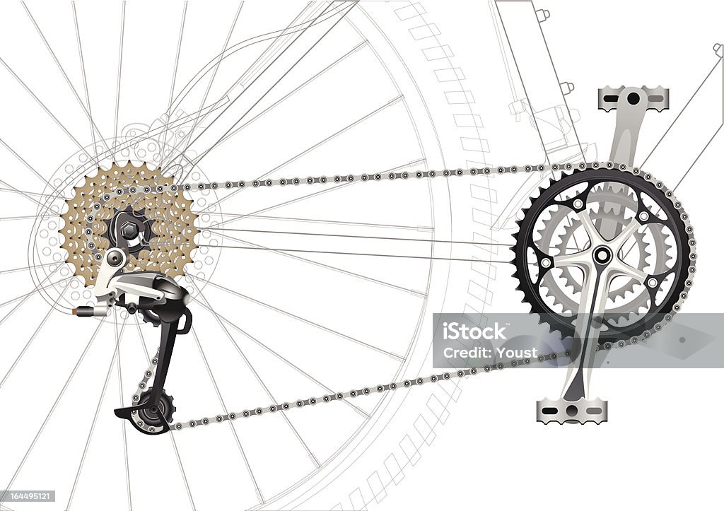 Chaîne de vélo en montagne - clipart vectoriel de Vélo libre de droits