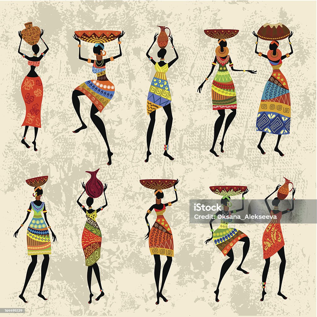 African woman on grunge background - Векторная графика Аборигенная культура роялти-фри