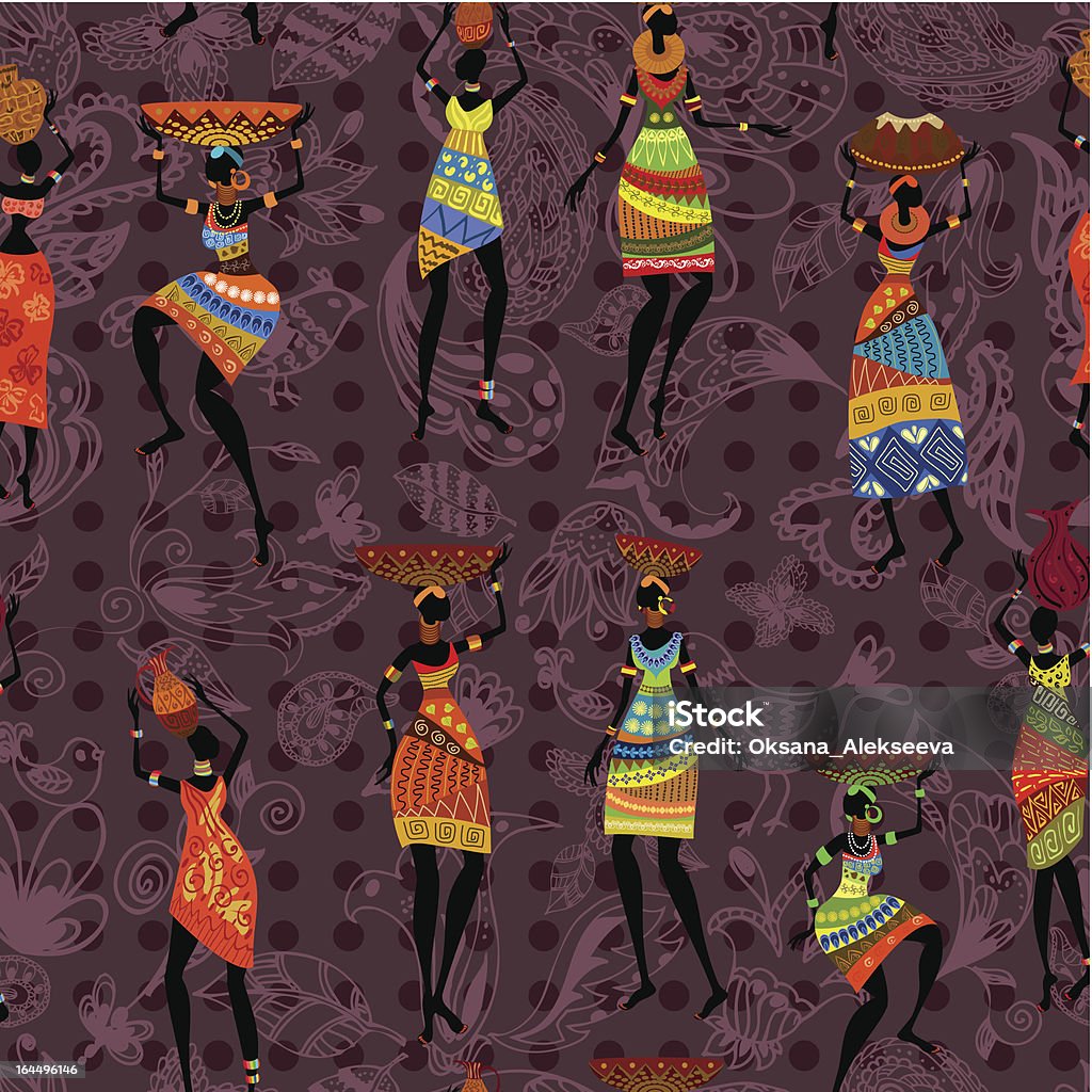 Бесшовный фон из африканских женщин - Векторная графика Аборигенная культура роялти-фри