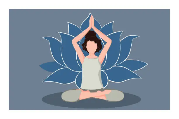 Vector illustration of Woman sitting in a meditation position.