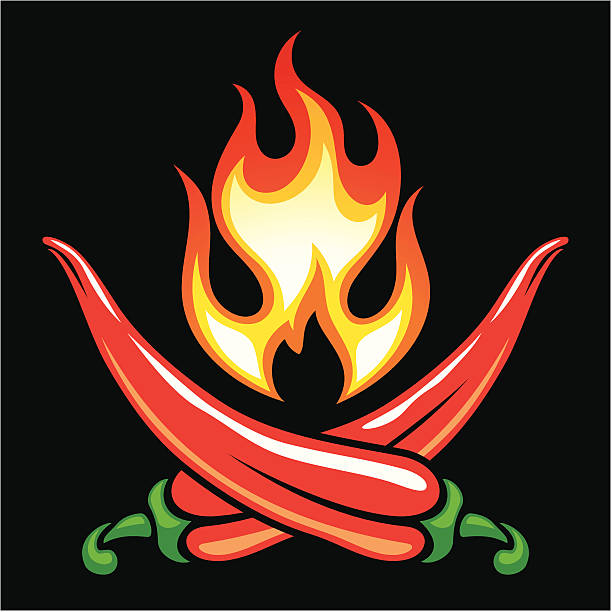 Vector Red chilli pepper in the shape of Jolly Roger vector art illustration