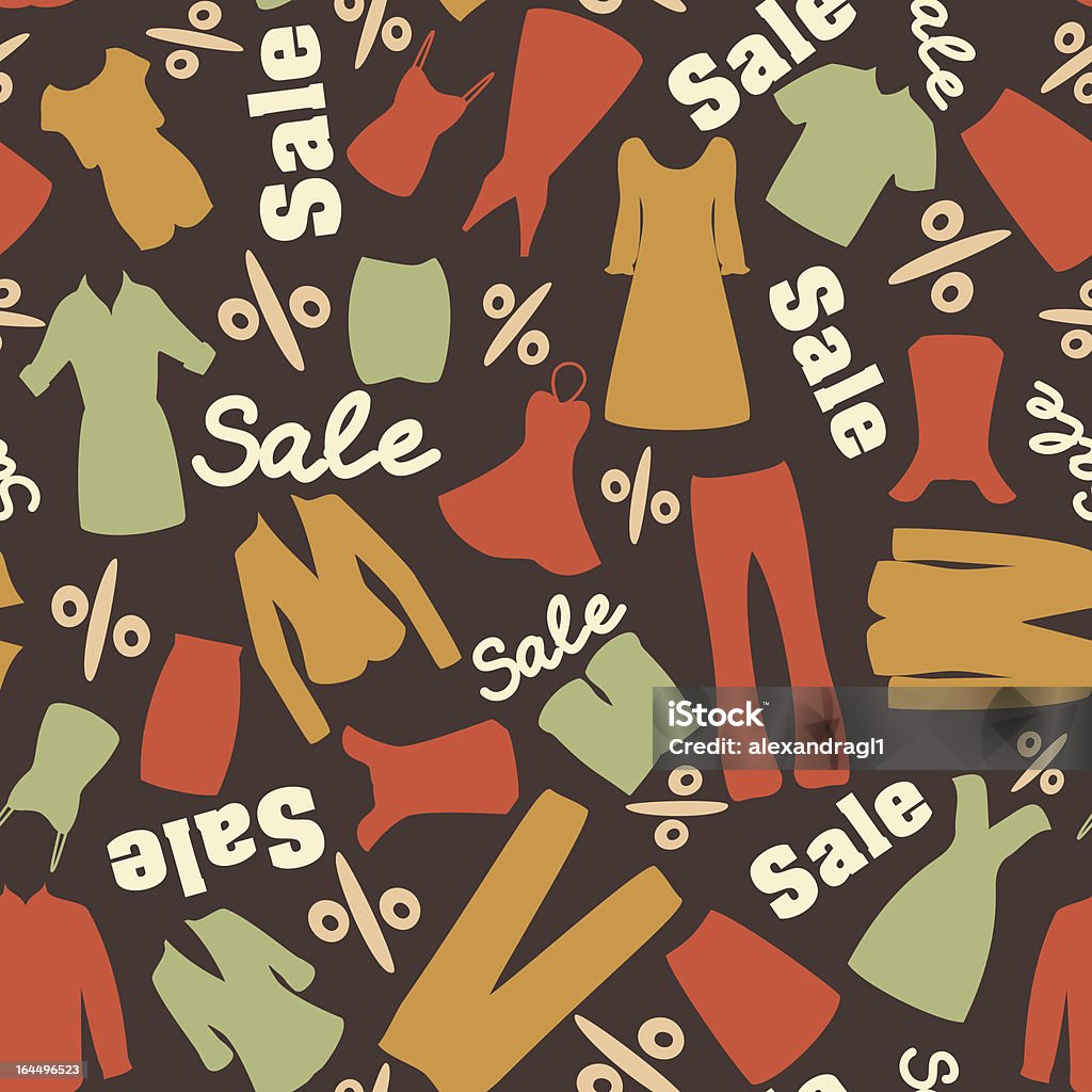 Retro pattern of clearance sale Seamless pattern with man and woman clothes for clearance in retro colors Large Group Of Objects stock vector