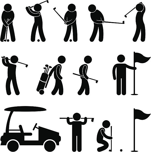 ilustrações de stock, clip art, desenhos animados e ícones de jogo de golfe pictograma - golf expertise professional sport men