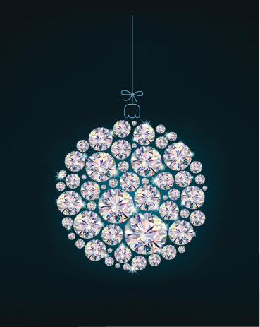 Diamond Christmas ball on blue background.Illustration contains transparent object. EPS 10.
