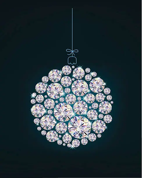 Vector illustration of Diamond Christmas ball on blue background