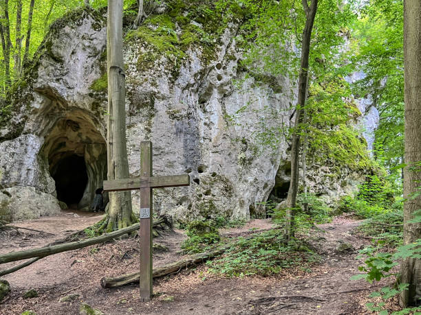 jaskinia ostreznicka na terenie złotego potoku w jurze krkowsko-częstochowskiej - cros zdjęcia i obrazy z banku zdjęć