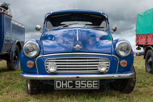 Low Ham.Somerset.United Kingdom.July 23rd 2023.A Morris Minor pickup truck from 1967 is on show at the Somerset steam and country show
