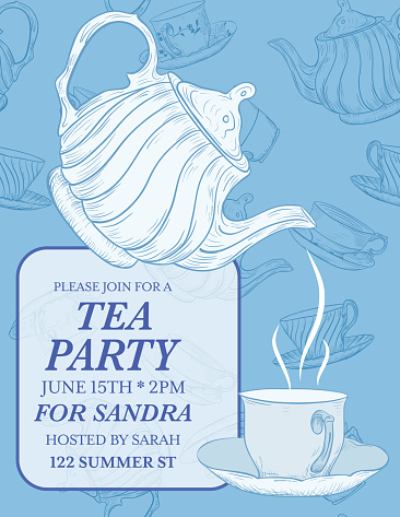 Tea Party Invitation Template. Text is on its own layer for easier editing.