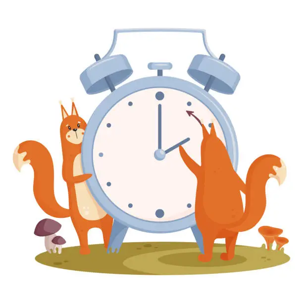 Vector illustration of Daylight saving time concept.