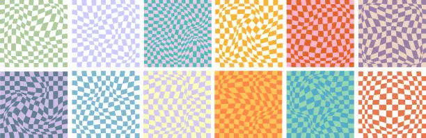 Vector illustration of Vector Checkered Groovy Backgrounds Collection.