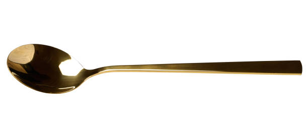 istock Golden spoon on white isolated background 1645067979