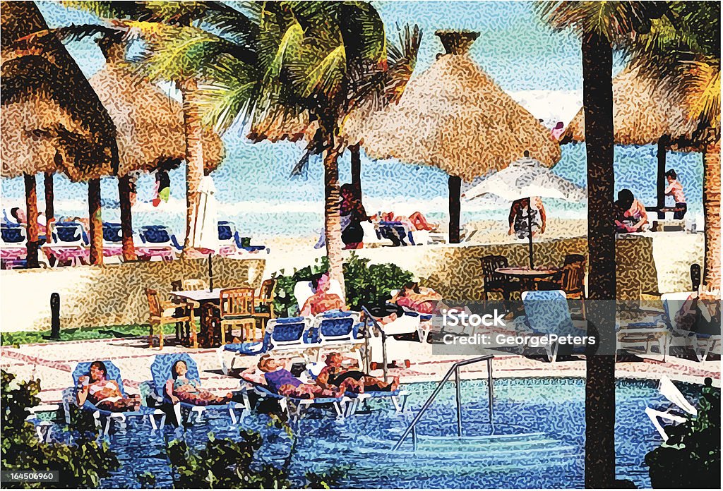 Бассейн на курорте и на пляже - Векторная графика Здоровый образ жизни роялти-фри