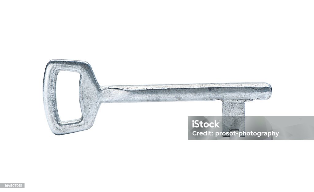 Llave de plata aislado sobre fondo blanco - Foto de stock de Abrir con llave libre de derechos