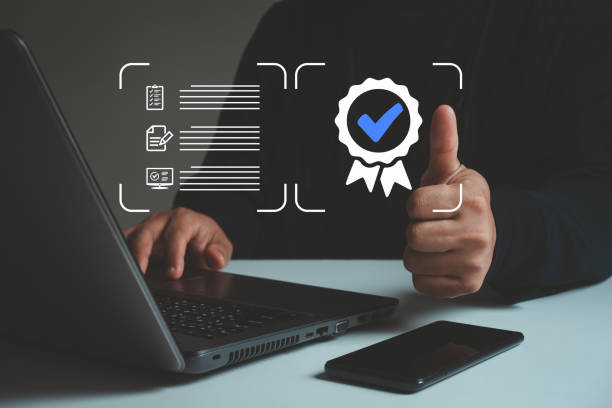 istock Guarantee, Standards, ISO certification and standardization concept. Businessman working with sign of the top service Quality assurance. 1645088280