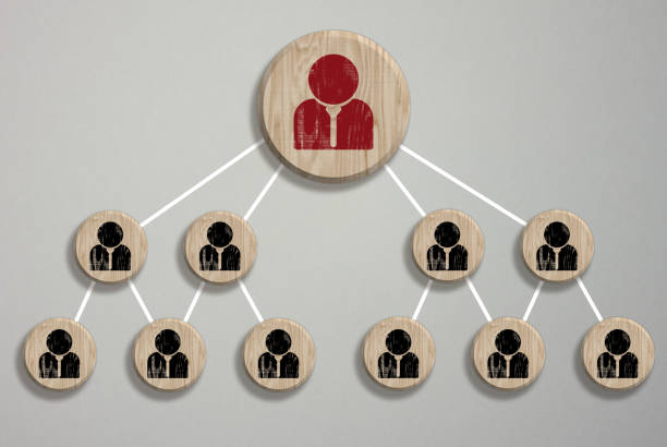 istock Wooden block with staff icon which link connection network for organisation structure social network and teamwork concept, top view 1645097658