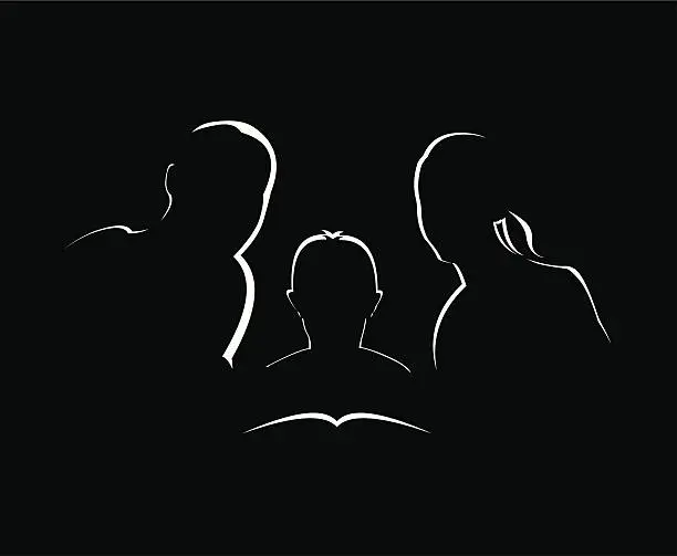 Vector illustration of Family studying together