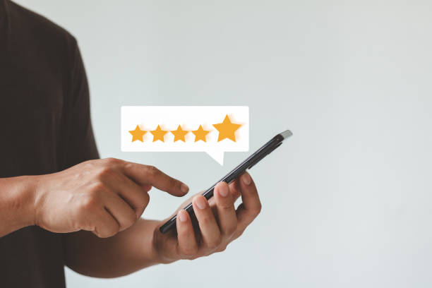 istock Customer review satisfaction feedback survey concept. User give rating to service experience on online application, Customer can evaluate quality of service leading to reputation ranking of business. 1645107615