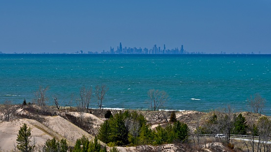 Chicago skyline from Indiana Dunes National Park