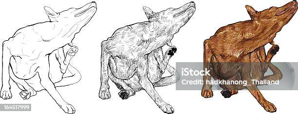 Ilustración de El Perro Es Arañazos Sí Mismo y más Vectores Libres de Derechos de Perro - Perro, Rascar, Dibujar
