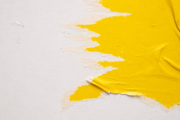 istock Old grunge ripped torn yellow paper poster surface texture background 1645218392