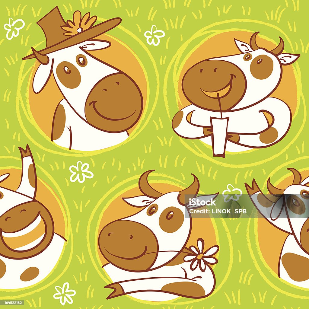 Feliz vaca padrão. - Royalty-free Divertimento arte vetorial