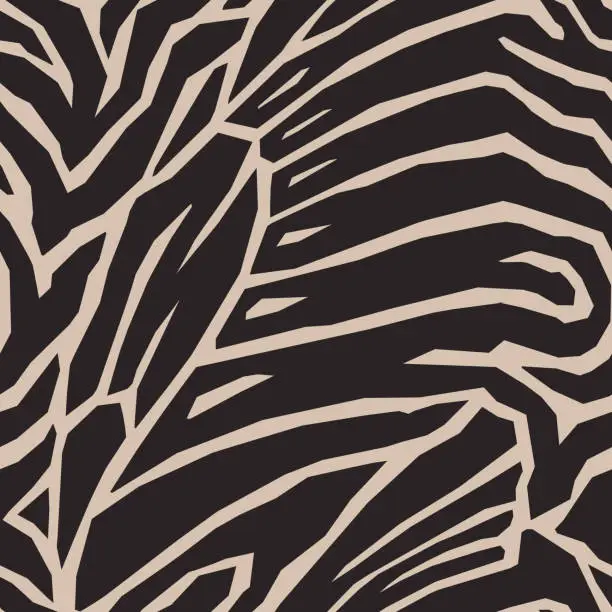 Vector illustration of Abstract Butterfly Wings and Zebra Stripes Seamless Pattern. Modern Animal Skin Print. Vector Background