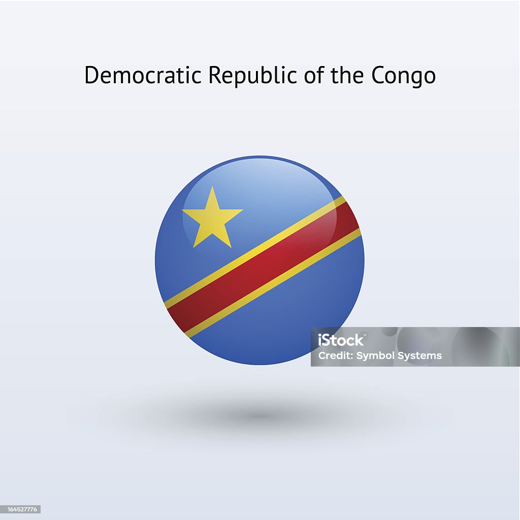 Round Drapeau de la République démocratique du Congo - clipart vectoriel de Cercle libre de droits