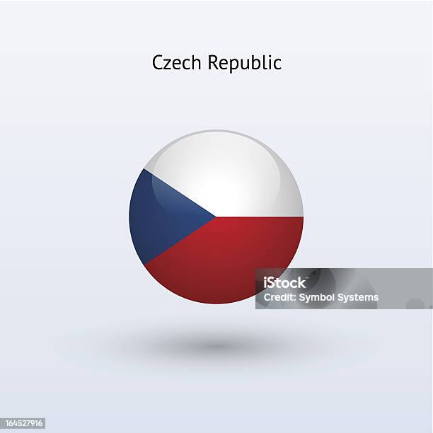 Круглый Флаг Чешская Республика — стоковая векторная графика и другие изображения на тему Без людей - Без людей, Векторная графика, Государственный флаг